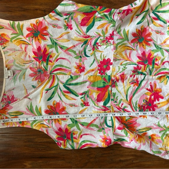 J. Crew Sleeveless Floral Linen Blend Peplum Fitted Top - Picture 6 of 10